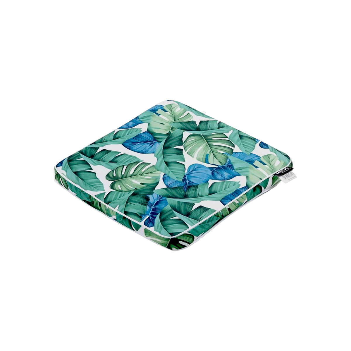 Mojo MJOC0115 Outdoor Leaf Square Chair Cushion – tropical leaf print weather-resistant seat pad for outdoor garden chairs