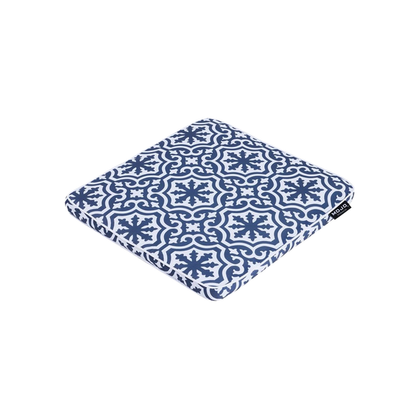 Mojo MJOC0203 Blue and White Marrakesh Square Outdoor Cushion – geometric Moroccan print cushion for alfresco decorating