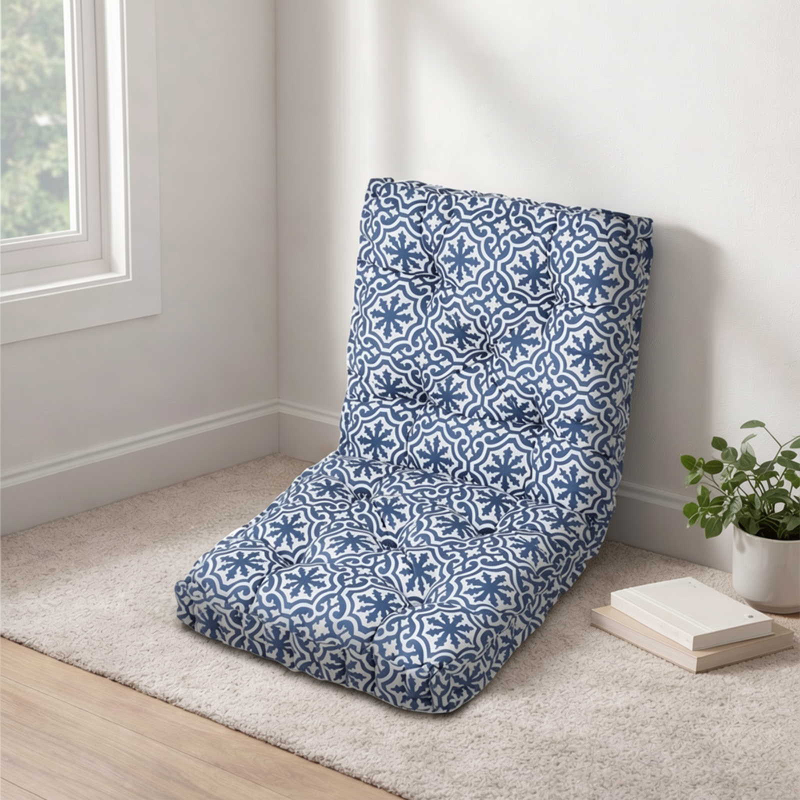 Mojo 100cm Blue and White Marrakesh Outdoor Mid-Back Cushion