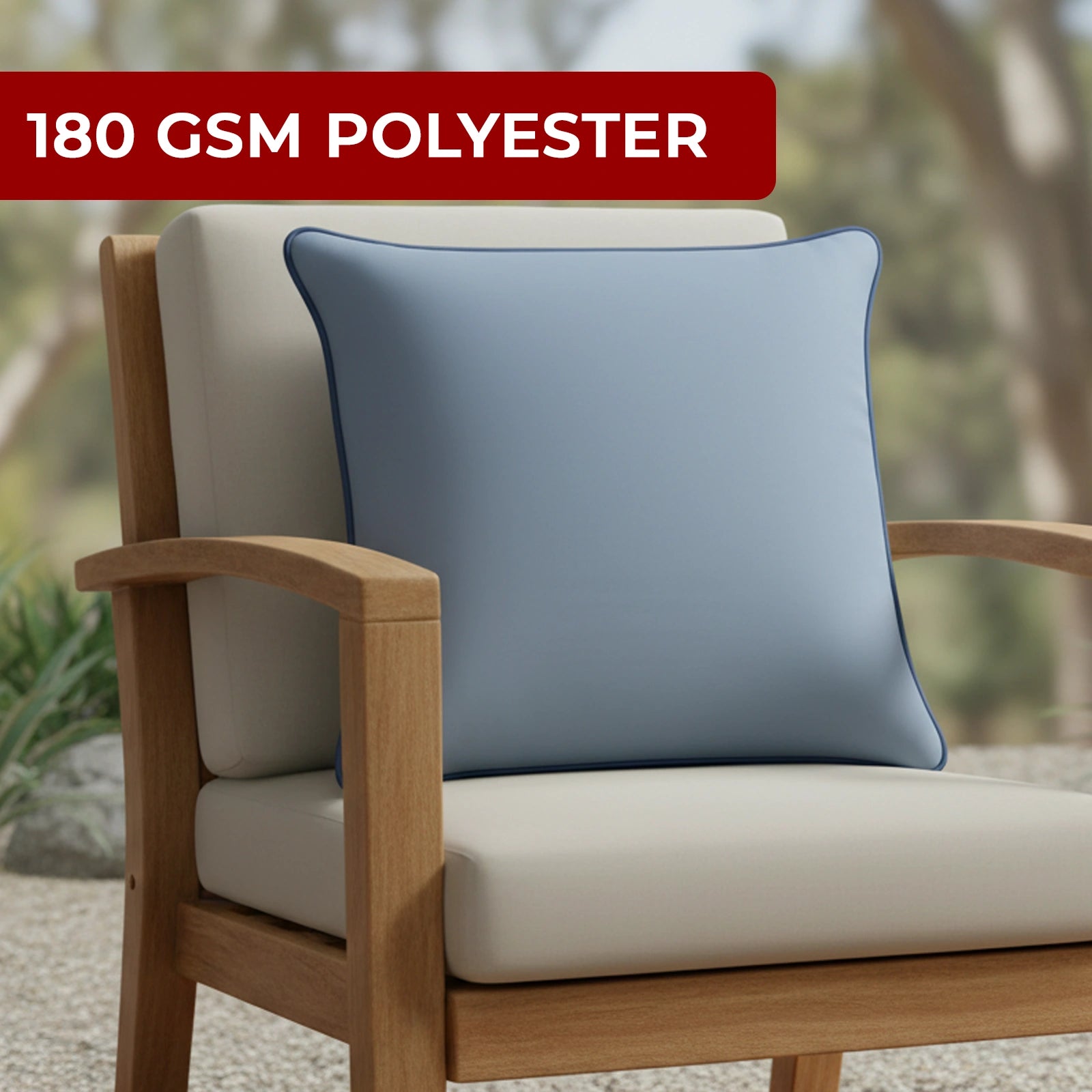 Mojo 45cm Solid Blue Cushion Cover With Pipe