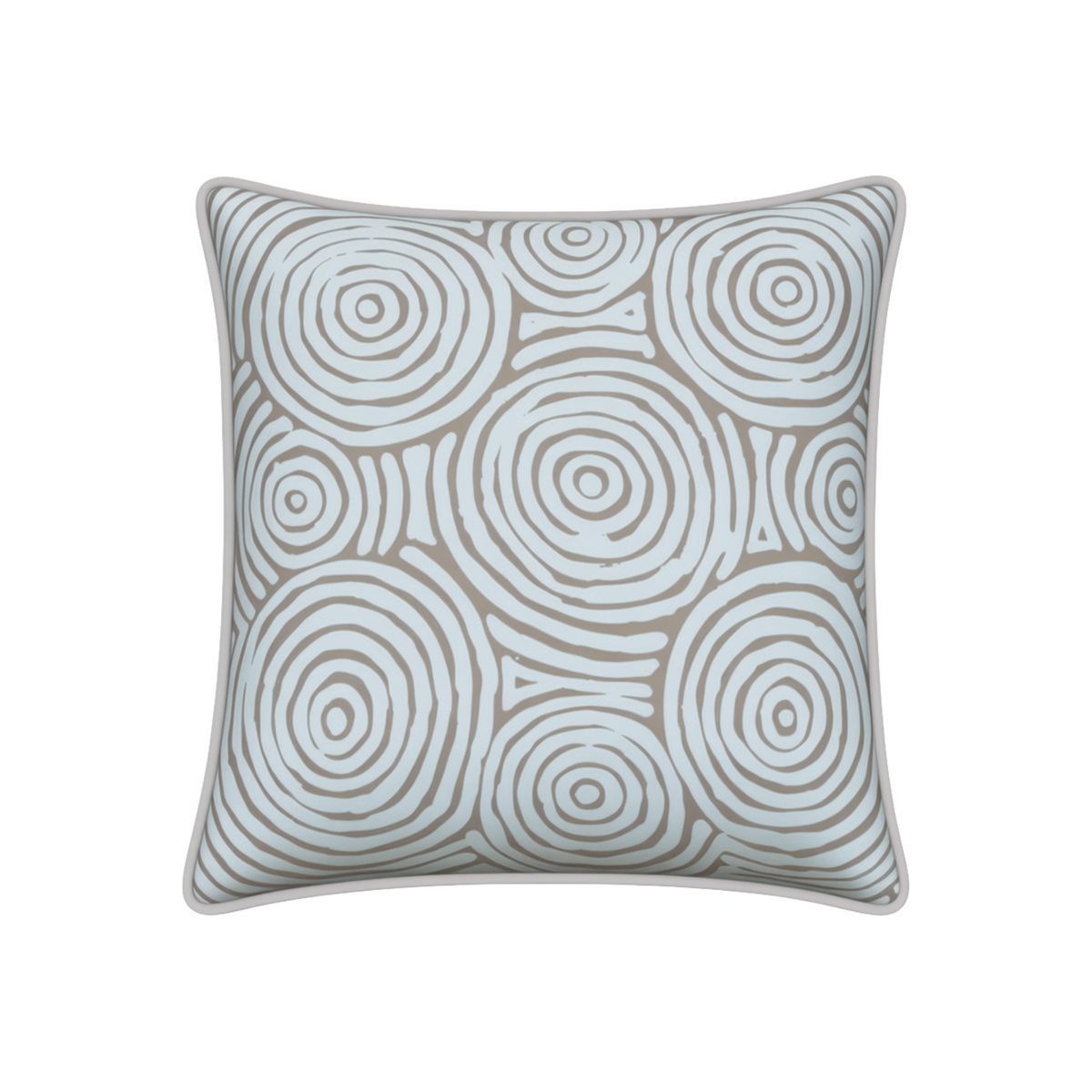 Mojo MJOC0388 45cm Warlu Beige Circles Cushion Cover with Pipe – Indigenous-inspired beige circles piped outdoor cushion cover