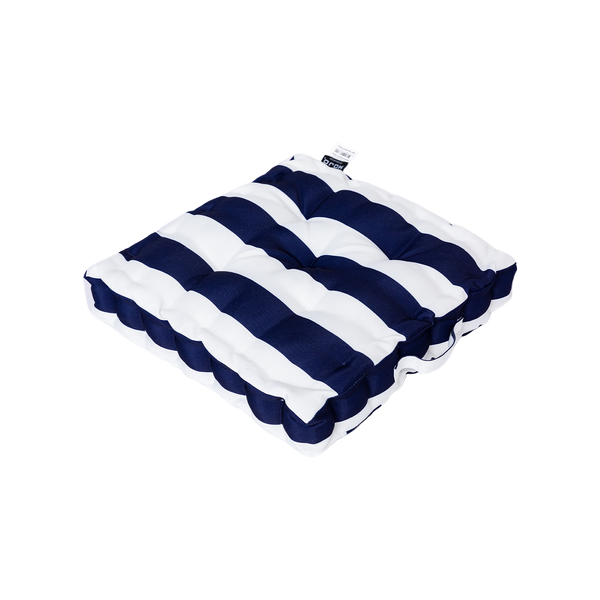 Mojo MJOC0390 45cm Cabana Stripe Navy Outdoor Floor Cushion – waterproof navy stripe floor cushion for outdoor seating and lounging