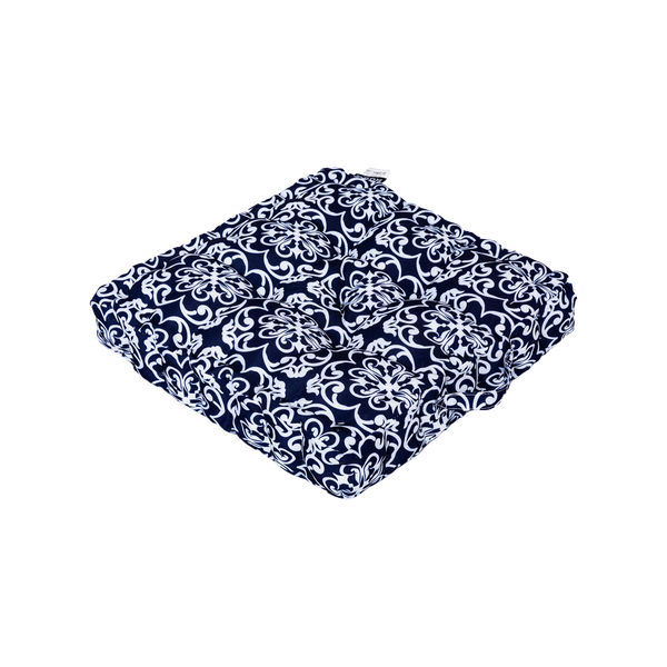 Mojo MJOC0392 45cm Moroccan Navy Outdoor Floor Cushion – patterned navy waterproof floor cushion for outdoor entertaining