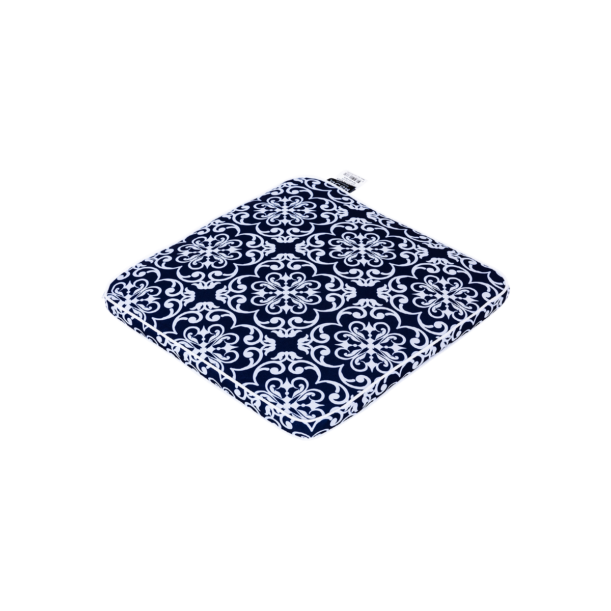 Mojo MJOC0396 Moroccan Navy Square Outdoor Cushion – geometric Moroccan print navy square cushion for alfresco styling