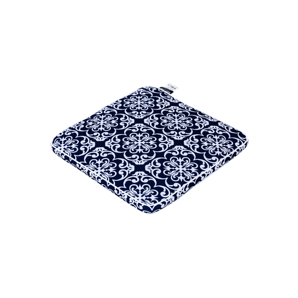 Mojo MJOC0396 Moroccan Navy Square Outdoor Cushion – geometric Moroccan print navy square cushion for alfresco styling