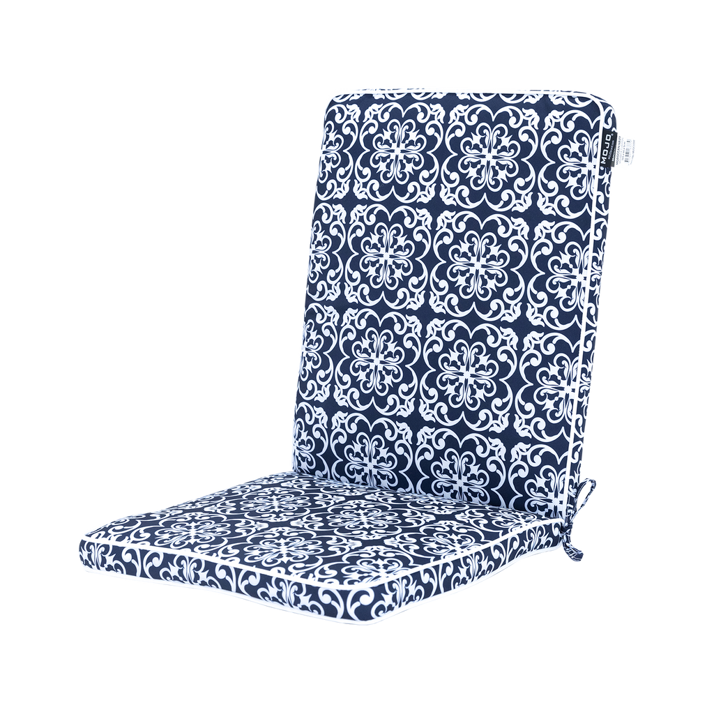 Mojo 46cm Navy & White Moroccan Outdoor Mid-Back Cushion