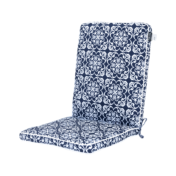 Mojo MJOC0397 Moroccan Navy Mid Back Outdoor Cushion – patterned navy Moroccan cushion for outdoor chairs and garden furniture