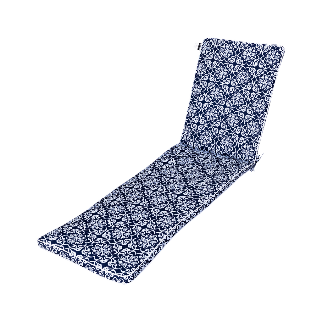 Mojo 53cm Navy & White Moroccan Outdoor Sunlounge Cushion
