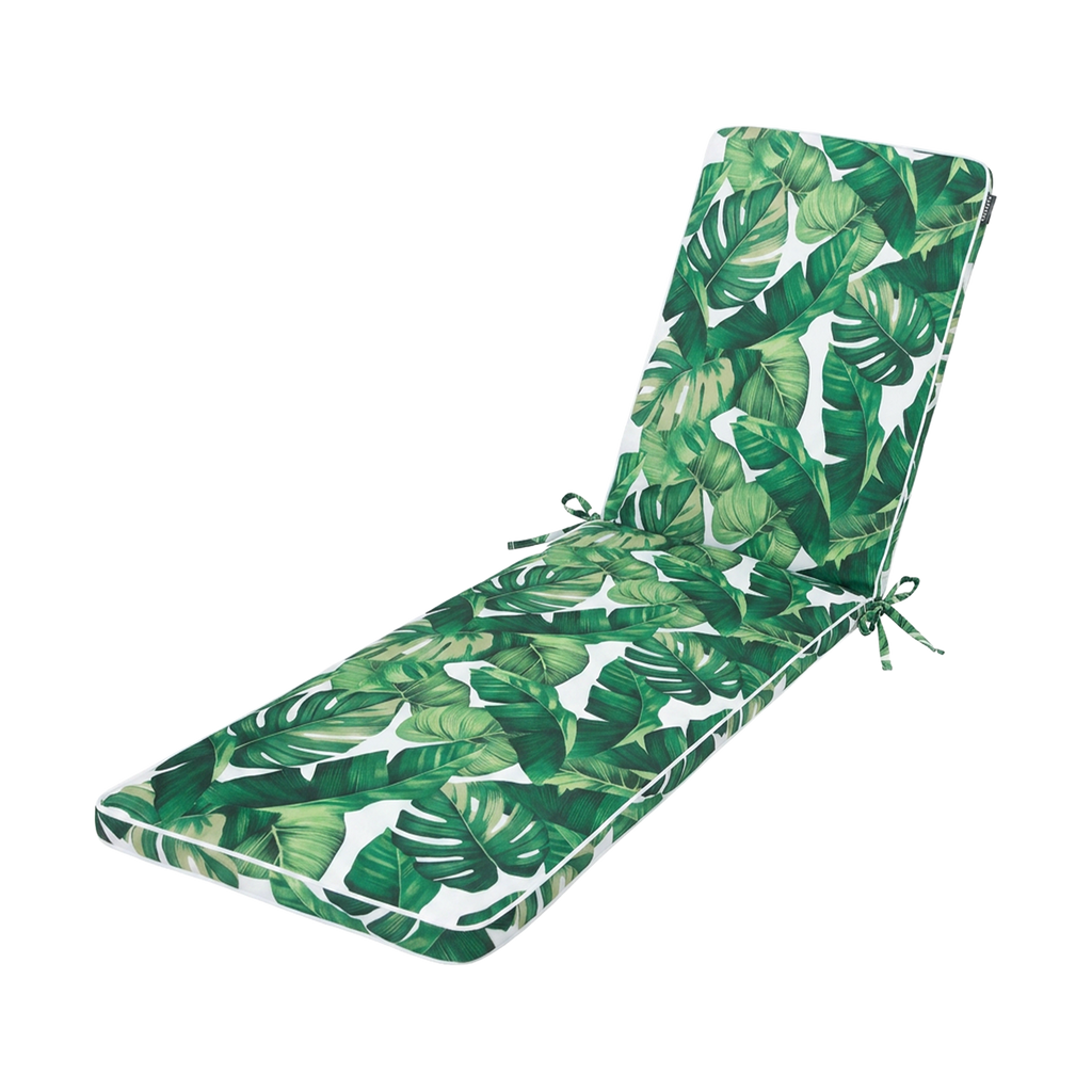 Mojo 53cm Green & White Foliage Outdoor Sunlounge Cushion