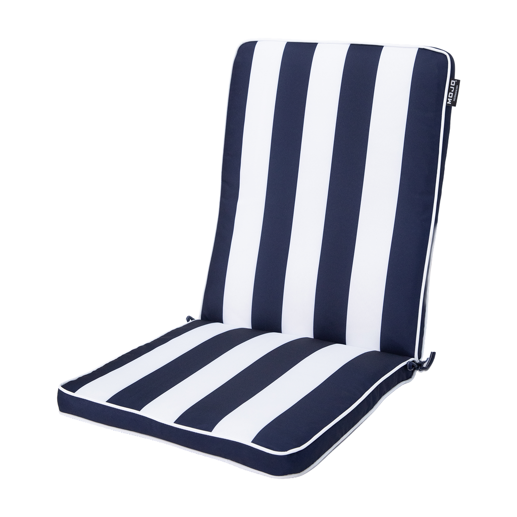 Mojo 46cm Blue & White Cabana Stripe Navy Outdoor Mid-Back Cushion
