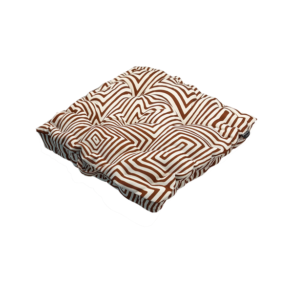 Mojo MJOC0411 45cm Warlu Terracotta Outdoor Floor Cushion – earthy terracotta patterned waterproof floor cushion for outdoor use