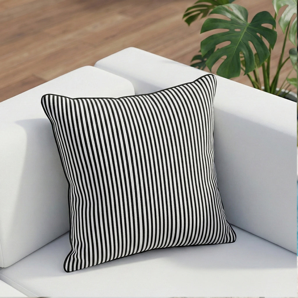 Mojo 45cm Black Pinstripe Cushion Cover with Pipe