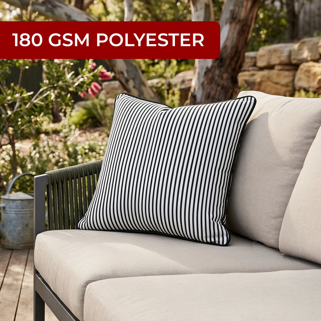 Mojo 45cm Black Pinstripe Cushion Cover with Pipe