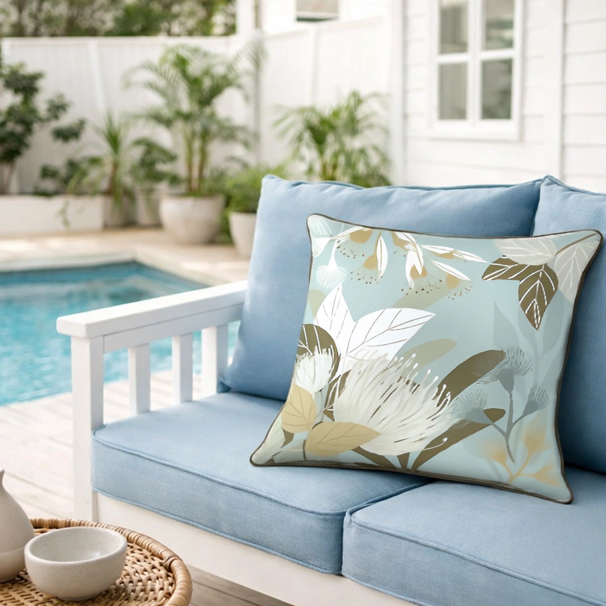 Mojo 45cm Botanical Grey Cushion Cover with Pipe