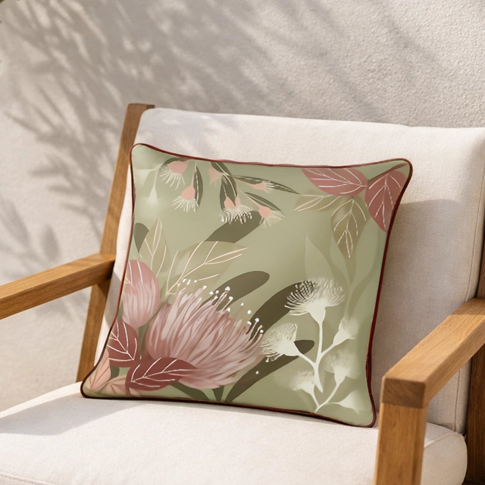 Mojo 45cm Botanical Olive Cushion Cover with Pipe