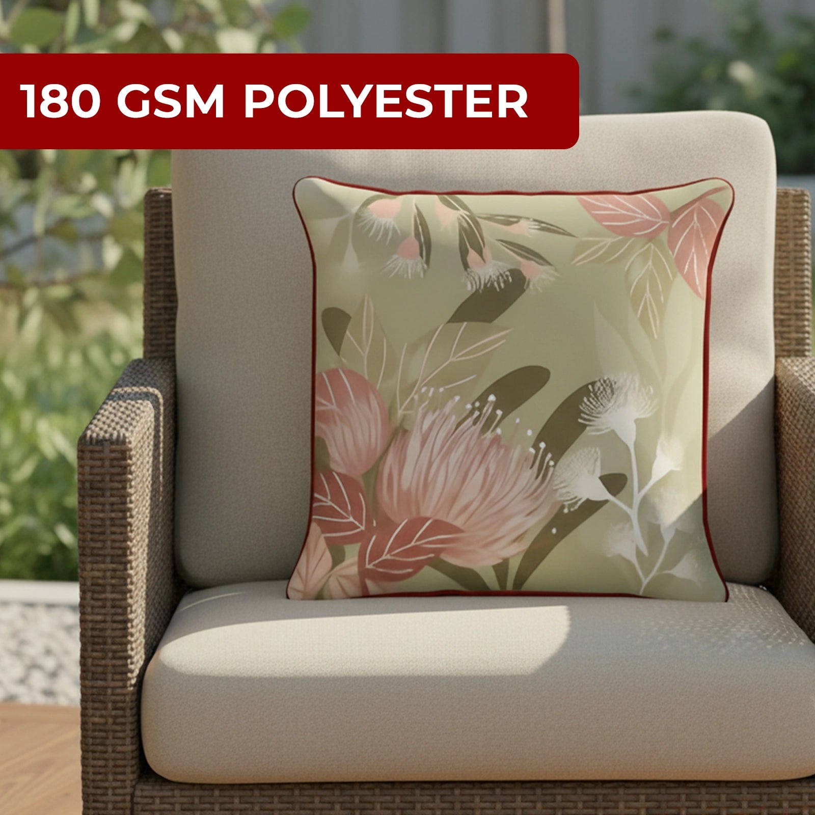 Mojo 45cm Botanical Olive Cushion Cover with Pipe
