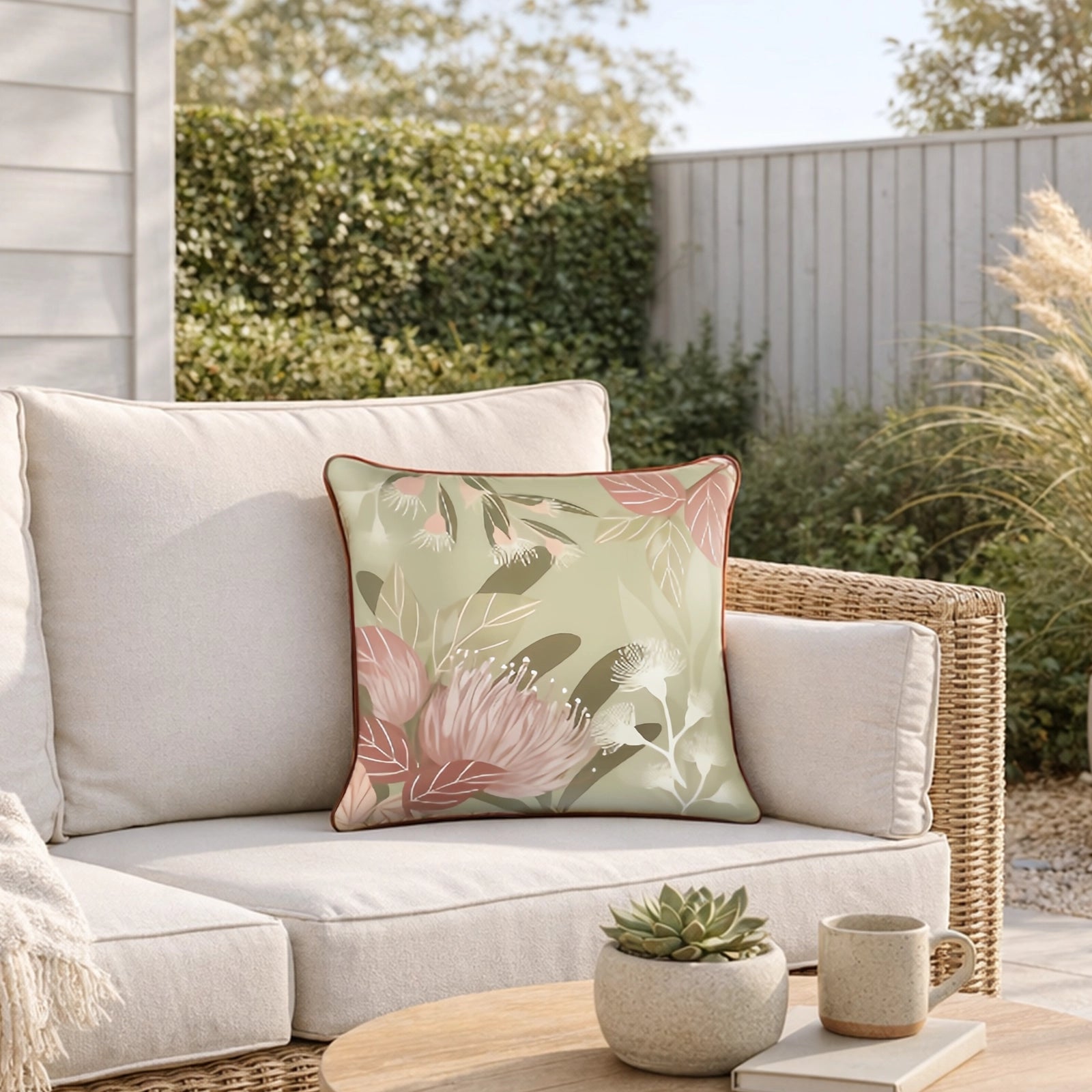 Mojo 45cm Botanical Olive Cushion Cover with Pipe