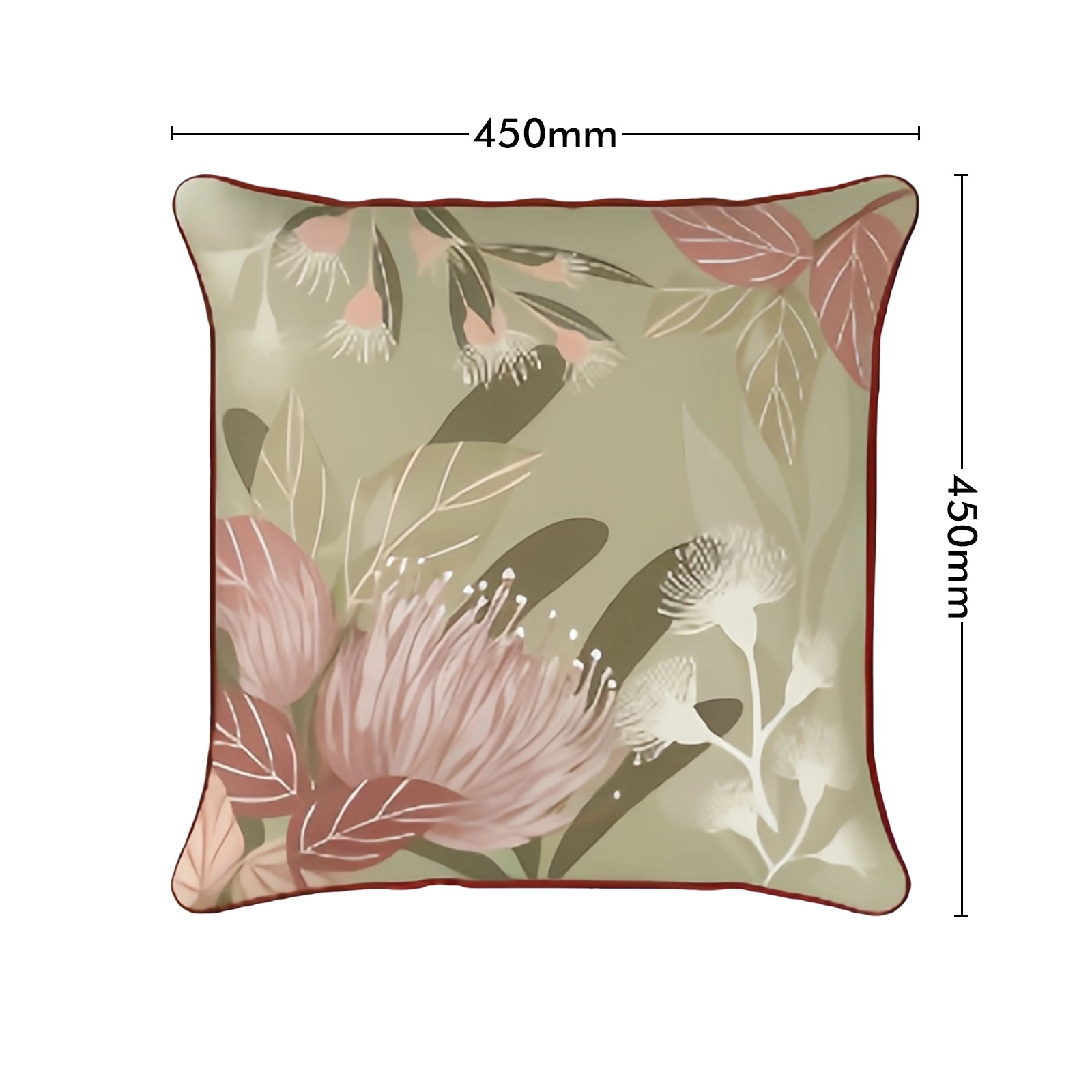 Mojo 45cm Botanical Olive Cushion Cover with Pipe