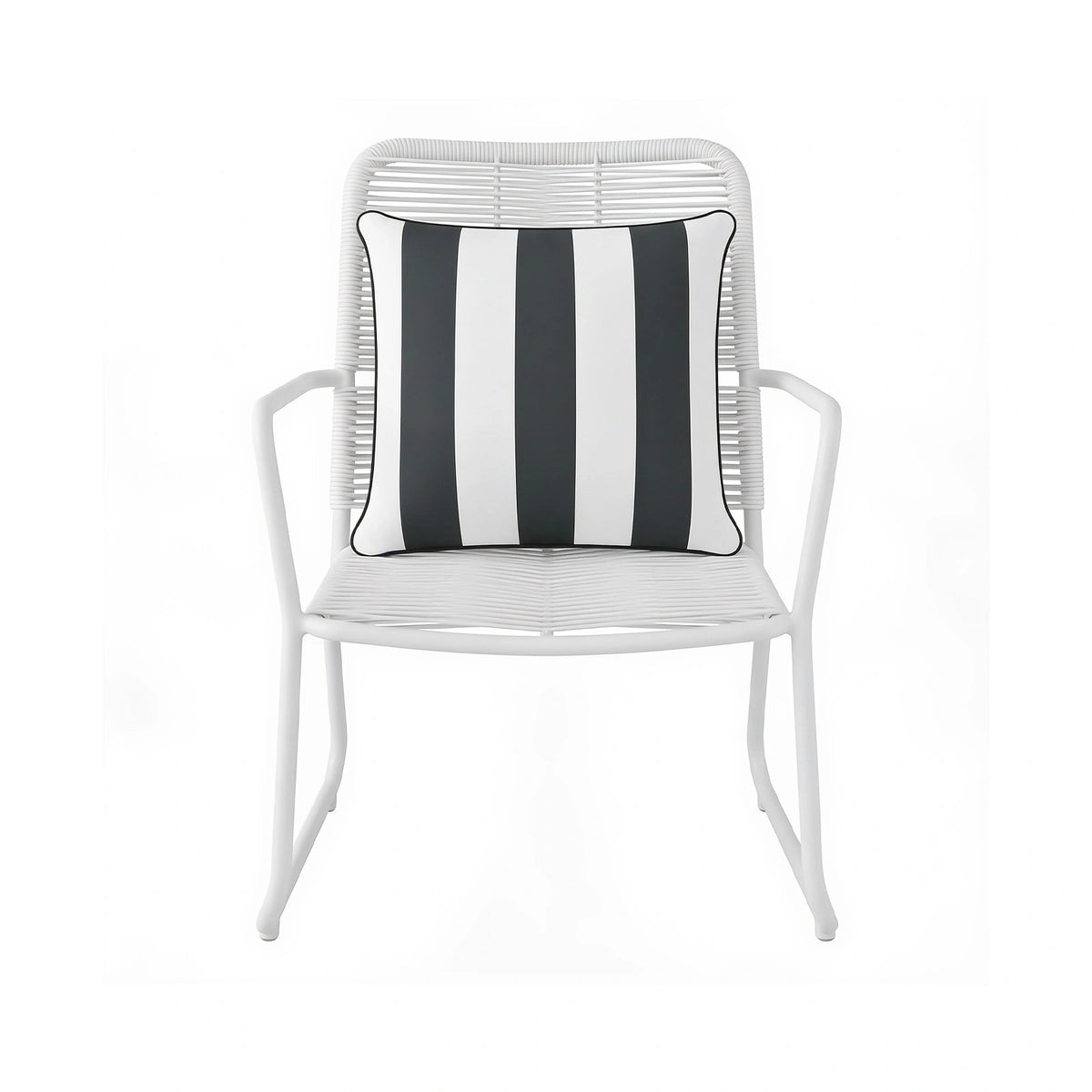 Mojo MJOC0367 45cm Cabana Stripe Black Cushion Cover with Pipe – piped black stripe outdoor cushion cover