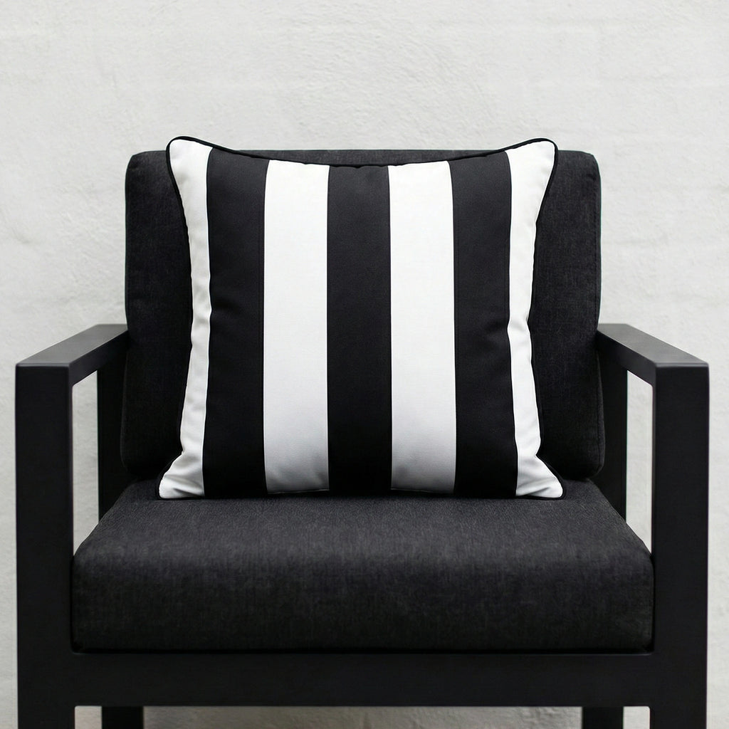 Mojo 45cm Cabana Stripe Black Cushion Cover with Pipe