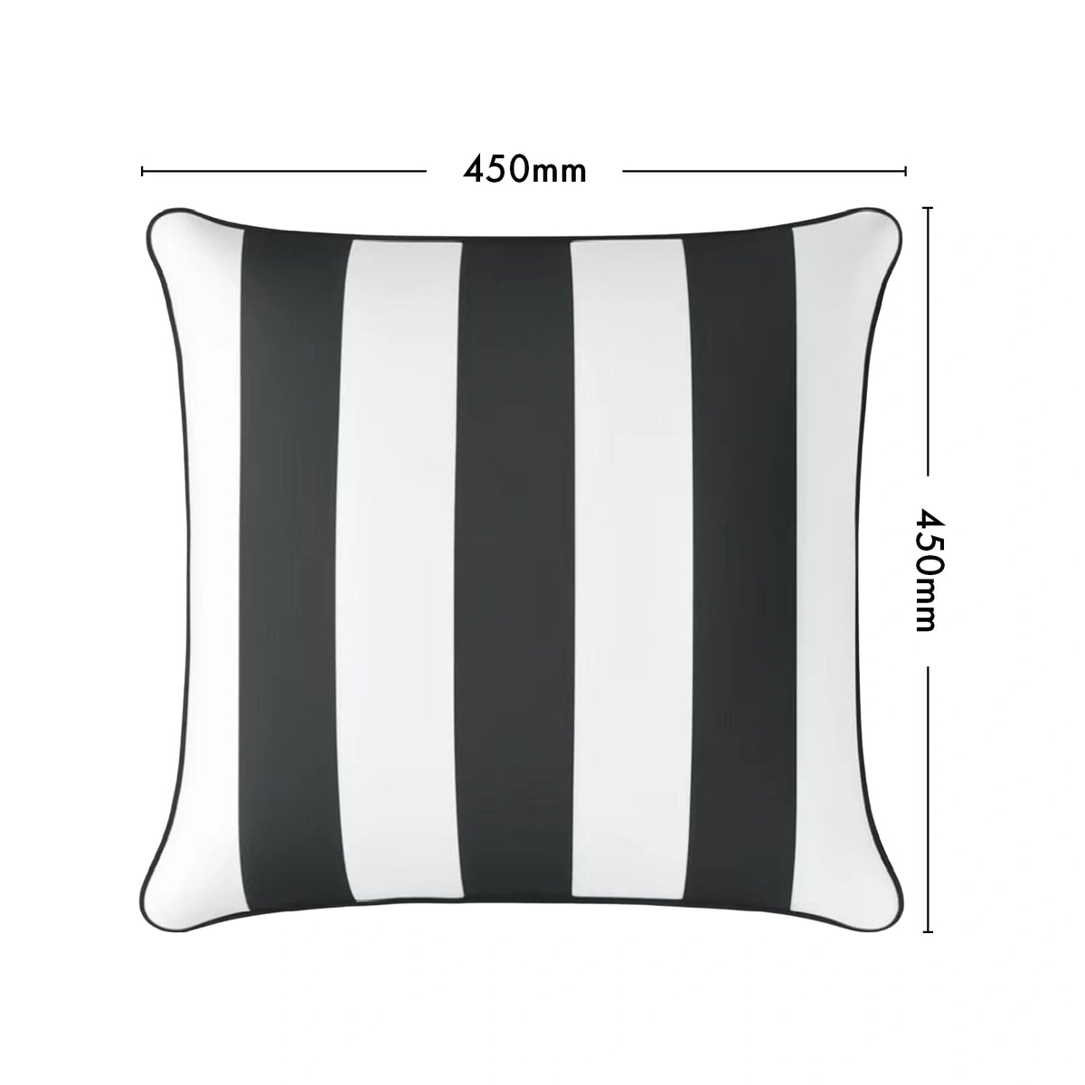 Mojo MJOC0367 45cm Cabana Stripe Black Cushion Cover with Pipe – piped black stripe outdoor cushion cover