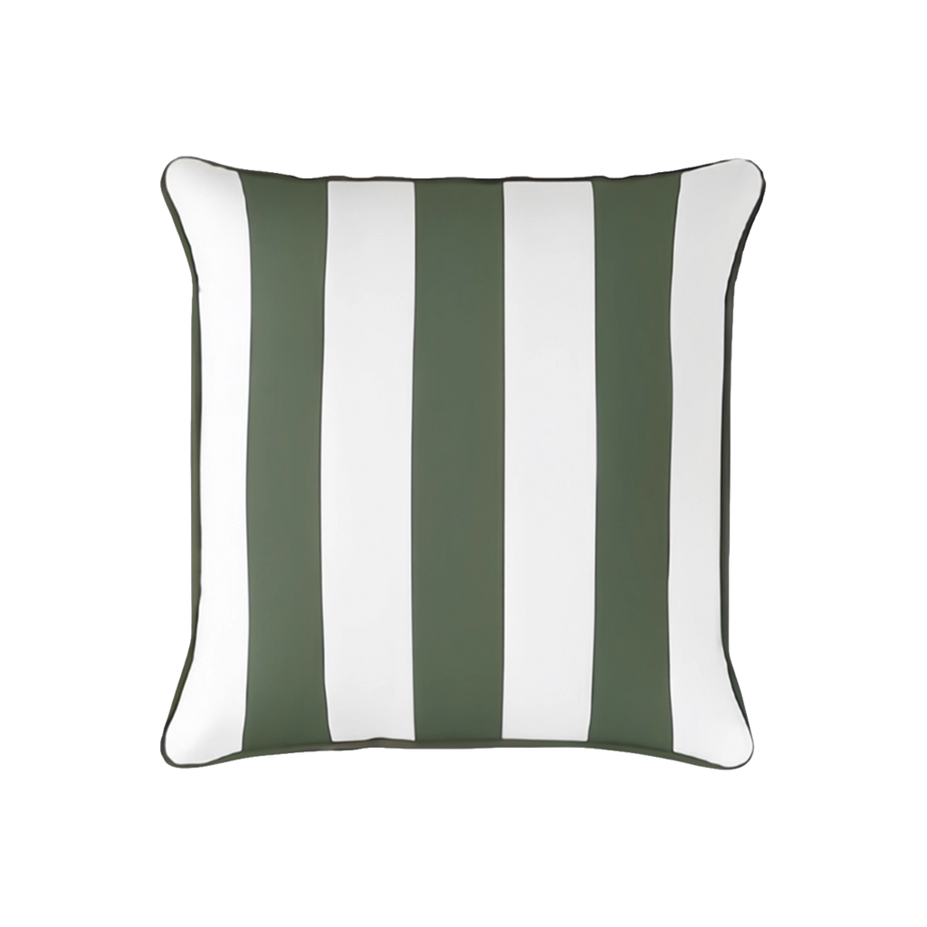 Mojo 45cm Cabana Stripe Green Cushion Cover with Pipe