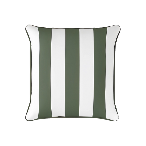 Mojo MJOC0363 45cm Cabana Stripe Green Cushion Cover with Pipe – piped green stripe outdoor cushion cover for patio furniture