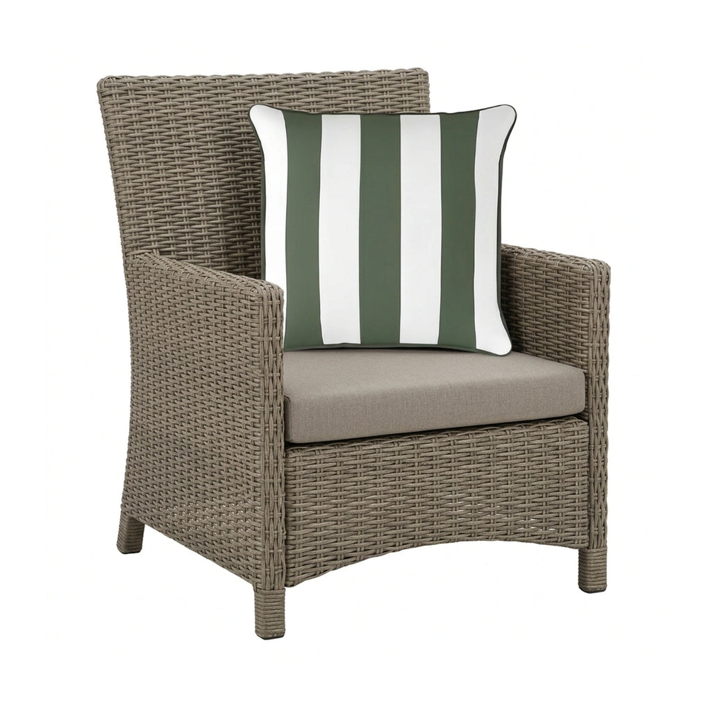 Mojo 45cm Cabana Stripe Green Cushion Cover with Pipe