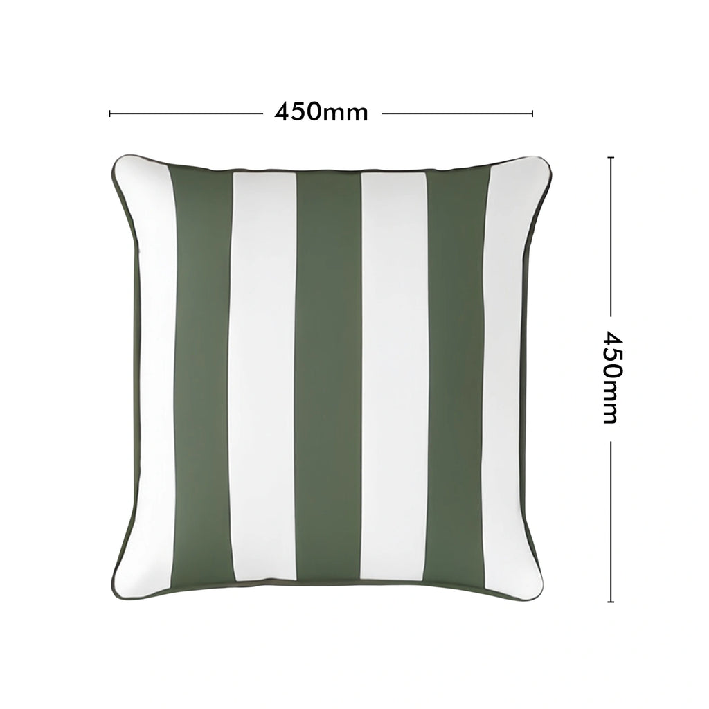 Mojo 45cm Cabana Stripe Green Cushion Cover with Pipe