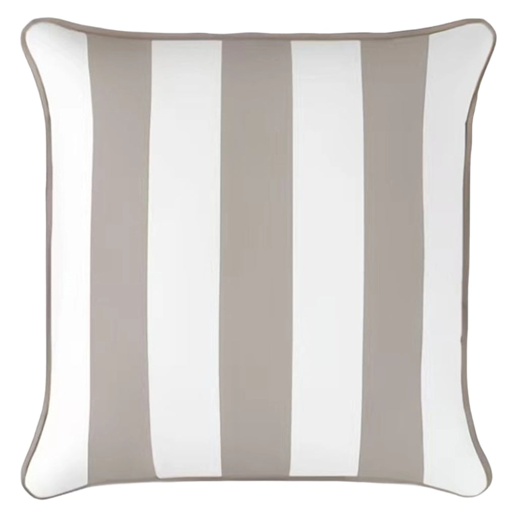 Mojo 45cm Cabana Stripe Grey Cushion Cover with Pipe