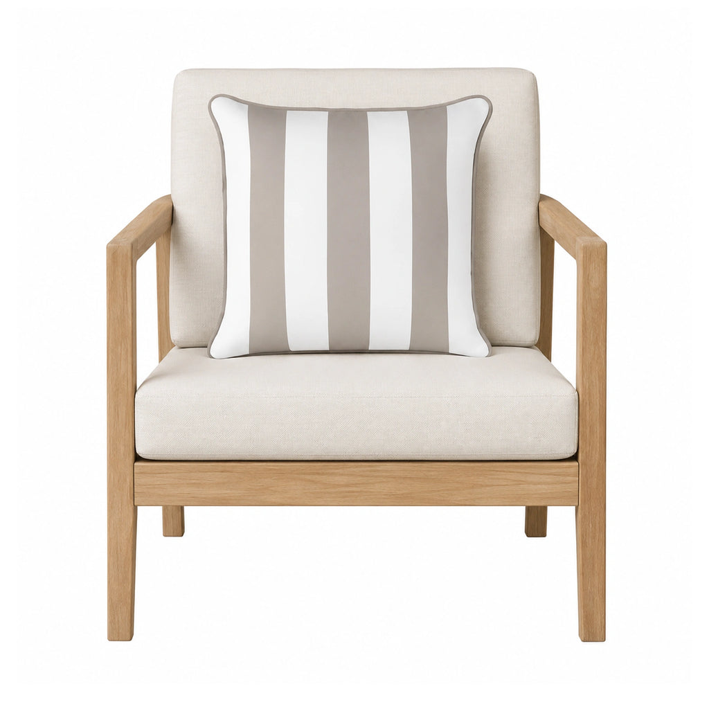Mojo 45cm Cabana Stripe Grey Cushion Cover with Pipe