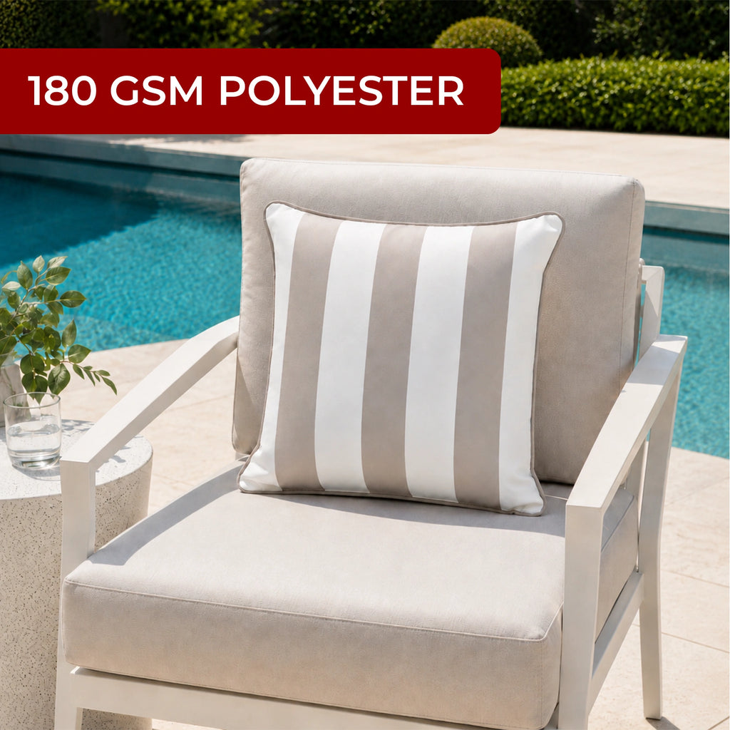 Mojo 45cm Cabana Stripe Grey Cushion Cover with Pipe