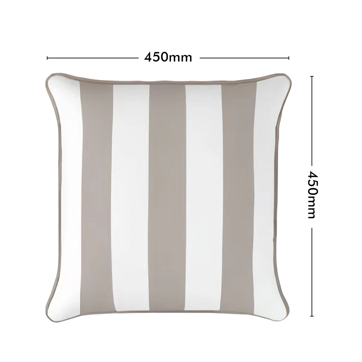 Mojo MJOC0366 45cm Cabana Stripe Grey Cushion Cover with Pipe – piped grey stripe outdoor cushion cover for garden furniture