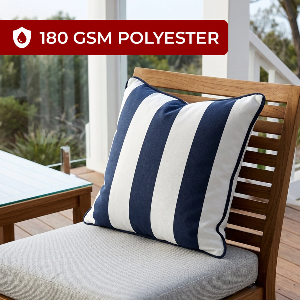 Mojo 45cm Cabana Stripe Navy Cushion Cover with Pipe