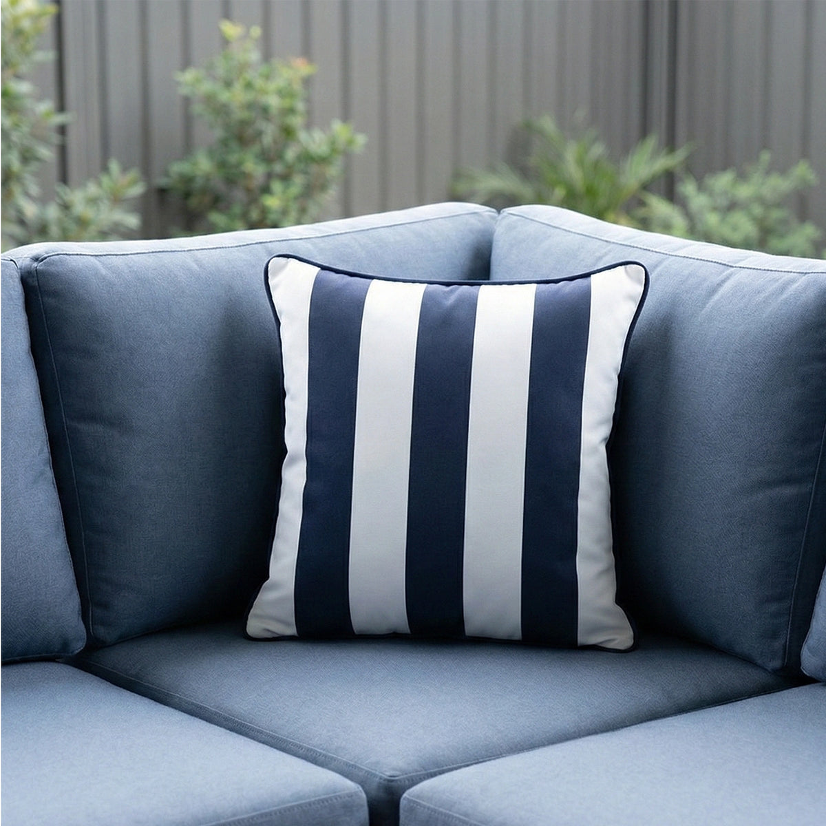 Mojo 45cm Cabana Stripe Navy Cushion Cover with Pipe