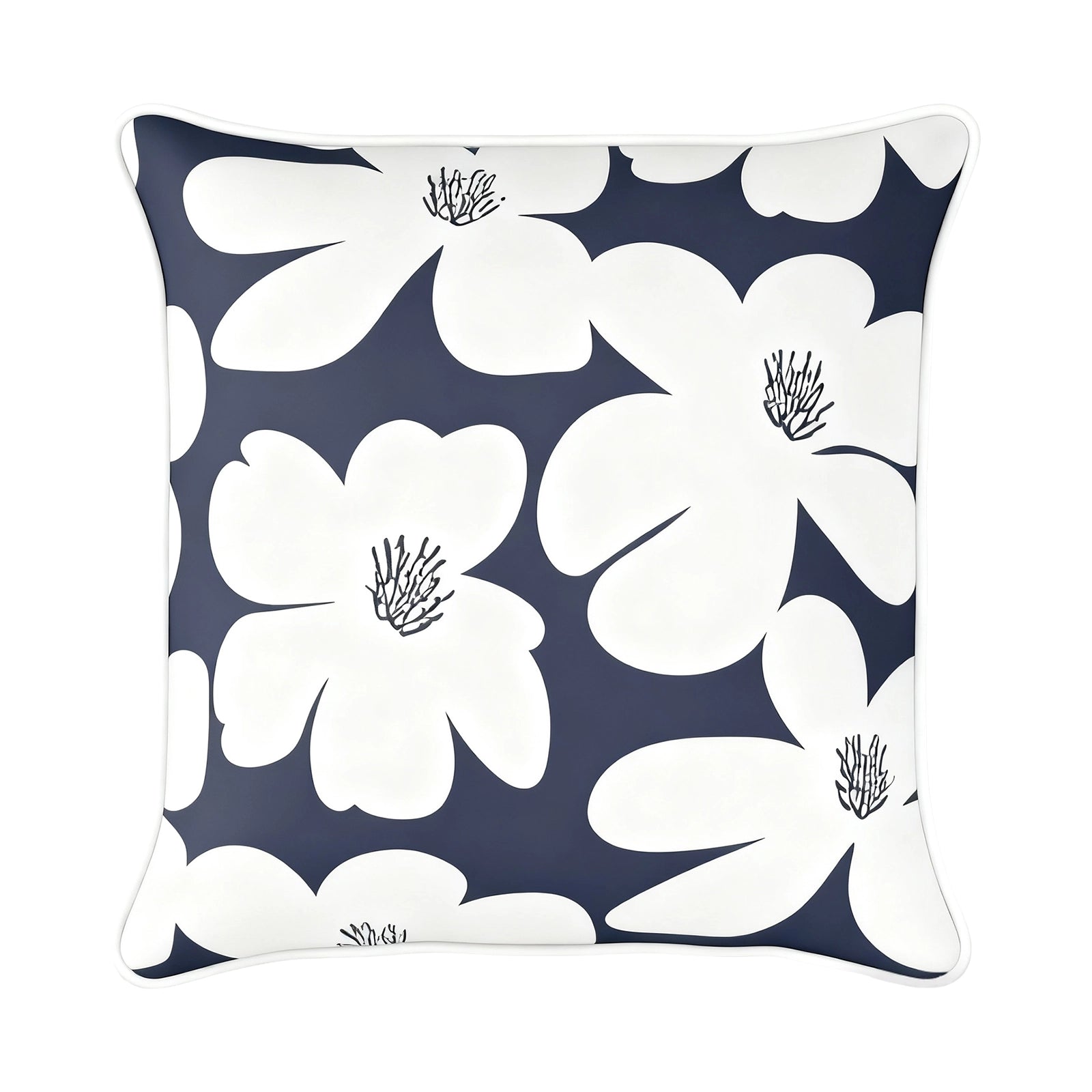 Mojo 45cm Floral Navy Cushion Cover with Pipe