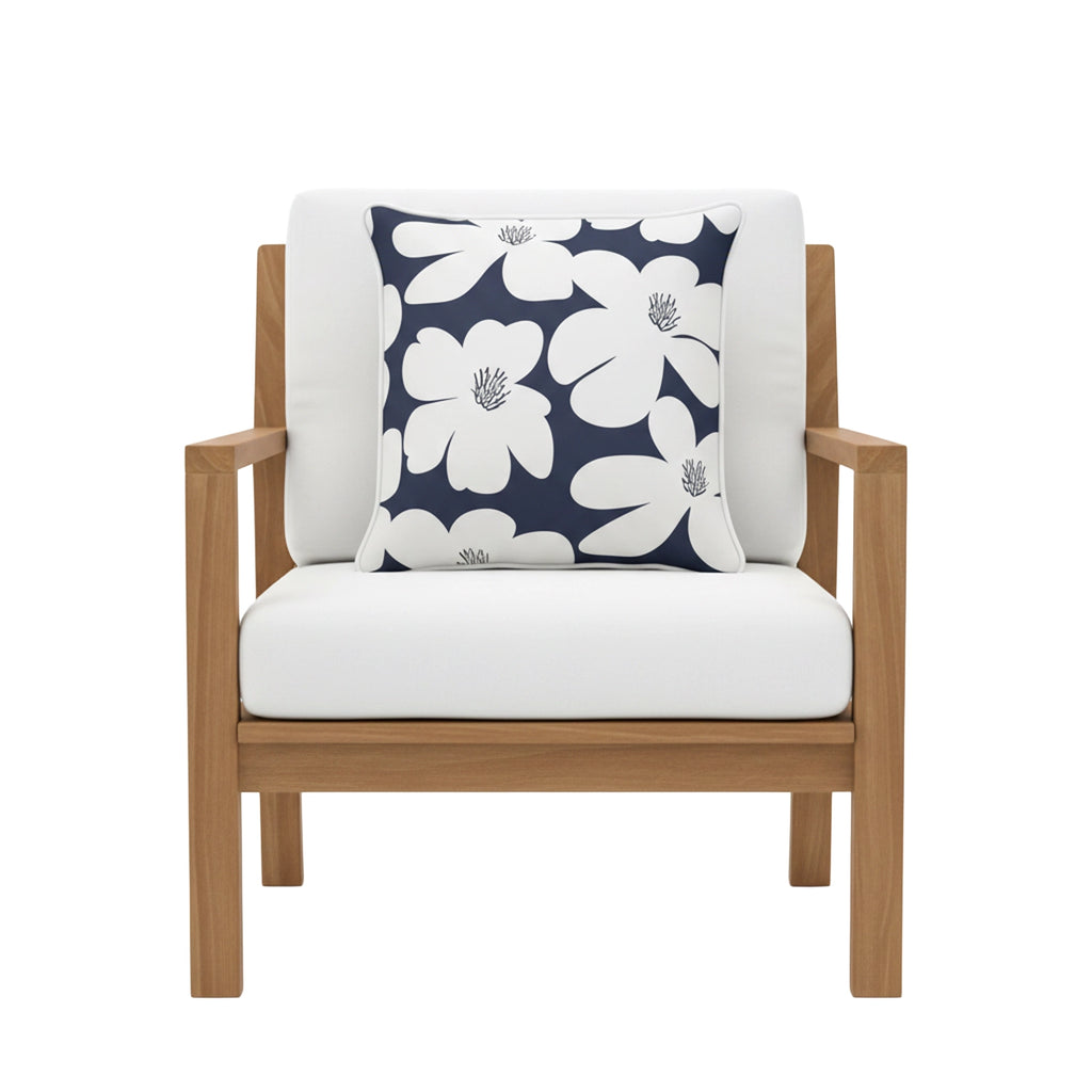 Mojo 45cm Floral Navy Cushion Cover with Pipe