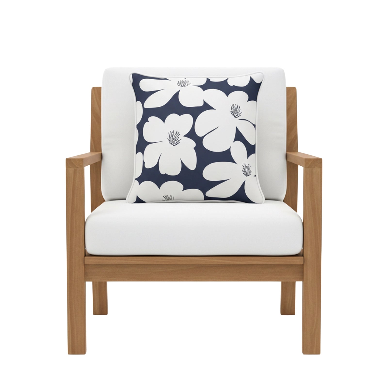 Mojo 45cm Floral Navy Cushion Cover with Pipe