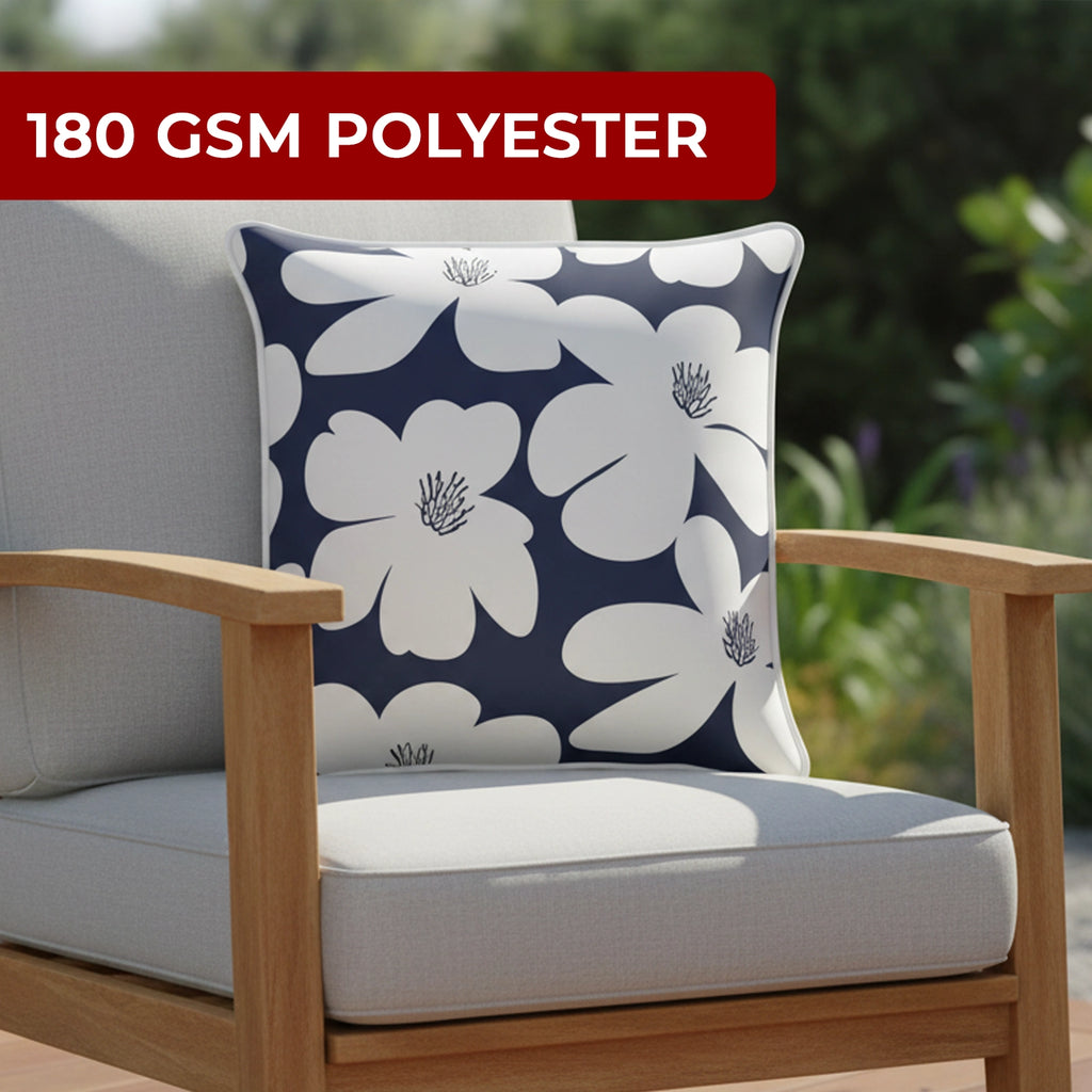 Mojo 45cm Floral Navy Cushion Cover with Pipe