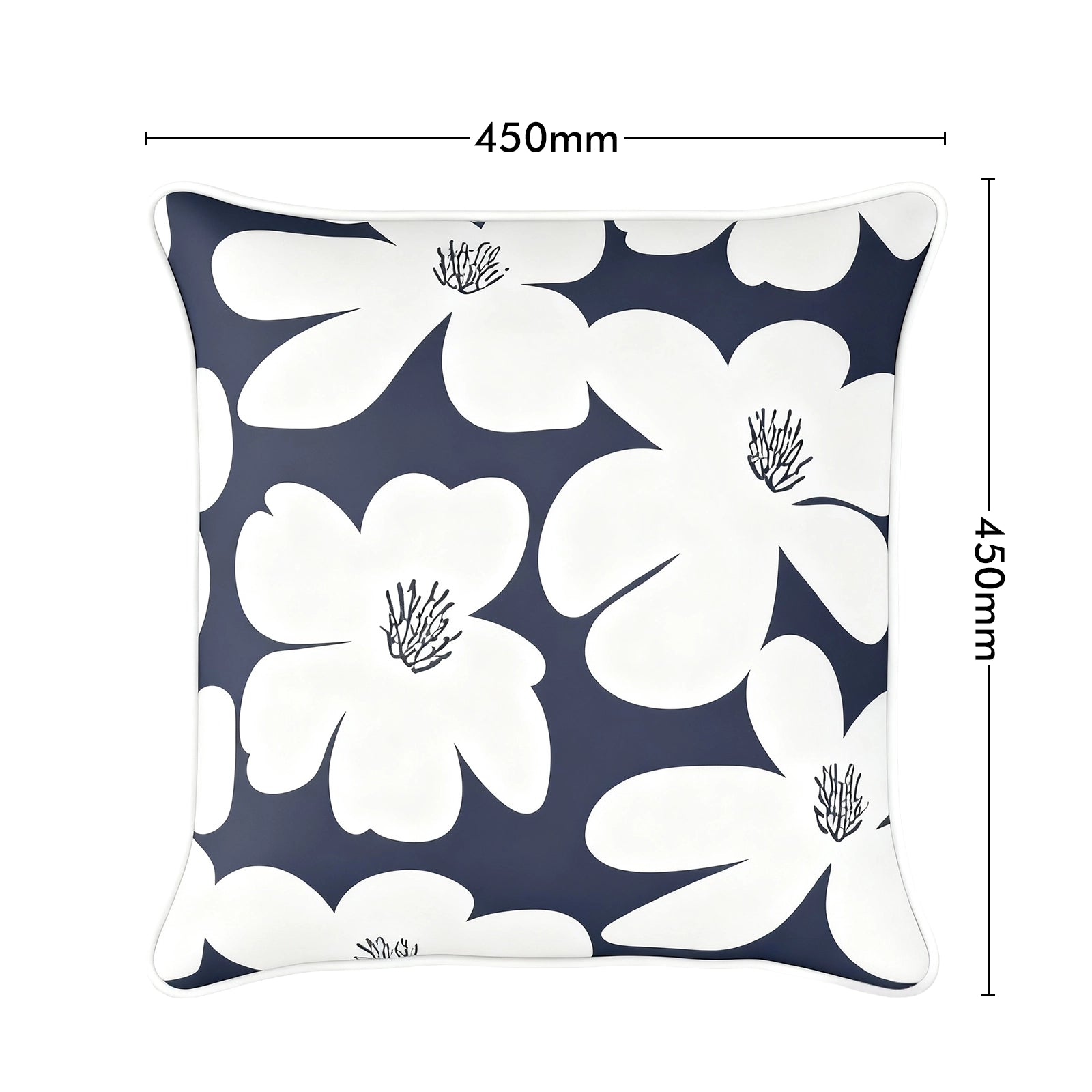 Mojo 45cm Floral Navy Cushion Cover with Pipe