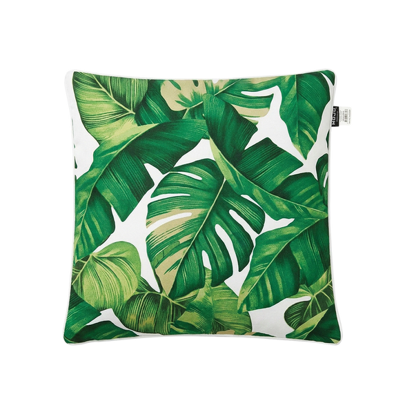 Mojo MJOC0359 45cm Foliage Cushion Cover with Pipe – botanical foliage piped outdoor cushion cover for garden furniture
