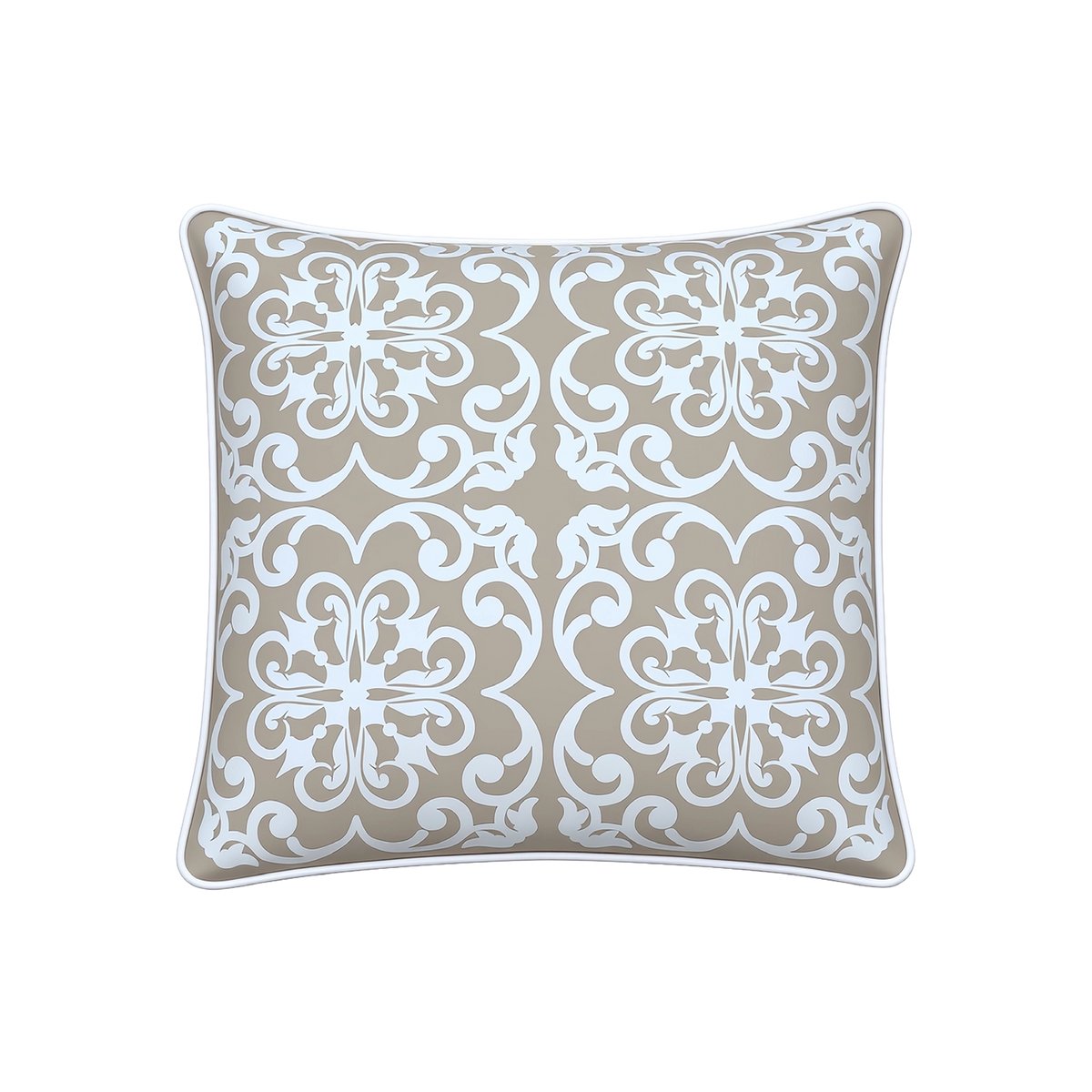 Mojo MJOC0356 45cm Moroccan Beige Cushion Cover with Pipe – piped edge beige Moroccan print outdoor cushion cover