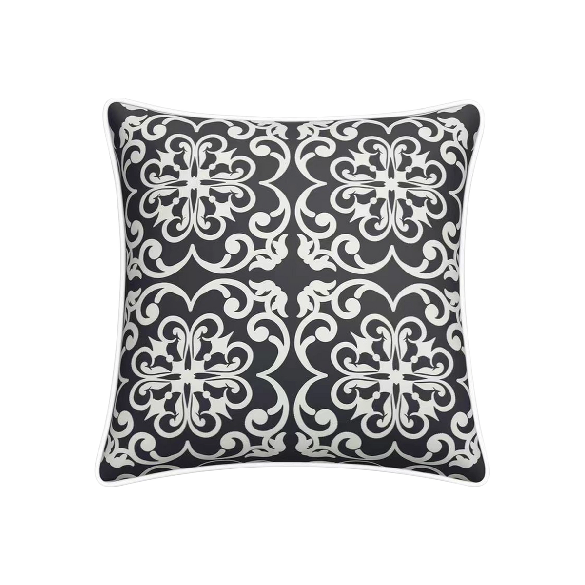 Mojo MJOC0354 45cm Moroccan Navy Cushion Cover with Pipe – piped edge Moroccan navy print outdoor cushion cover