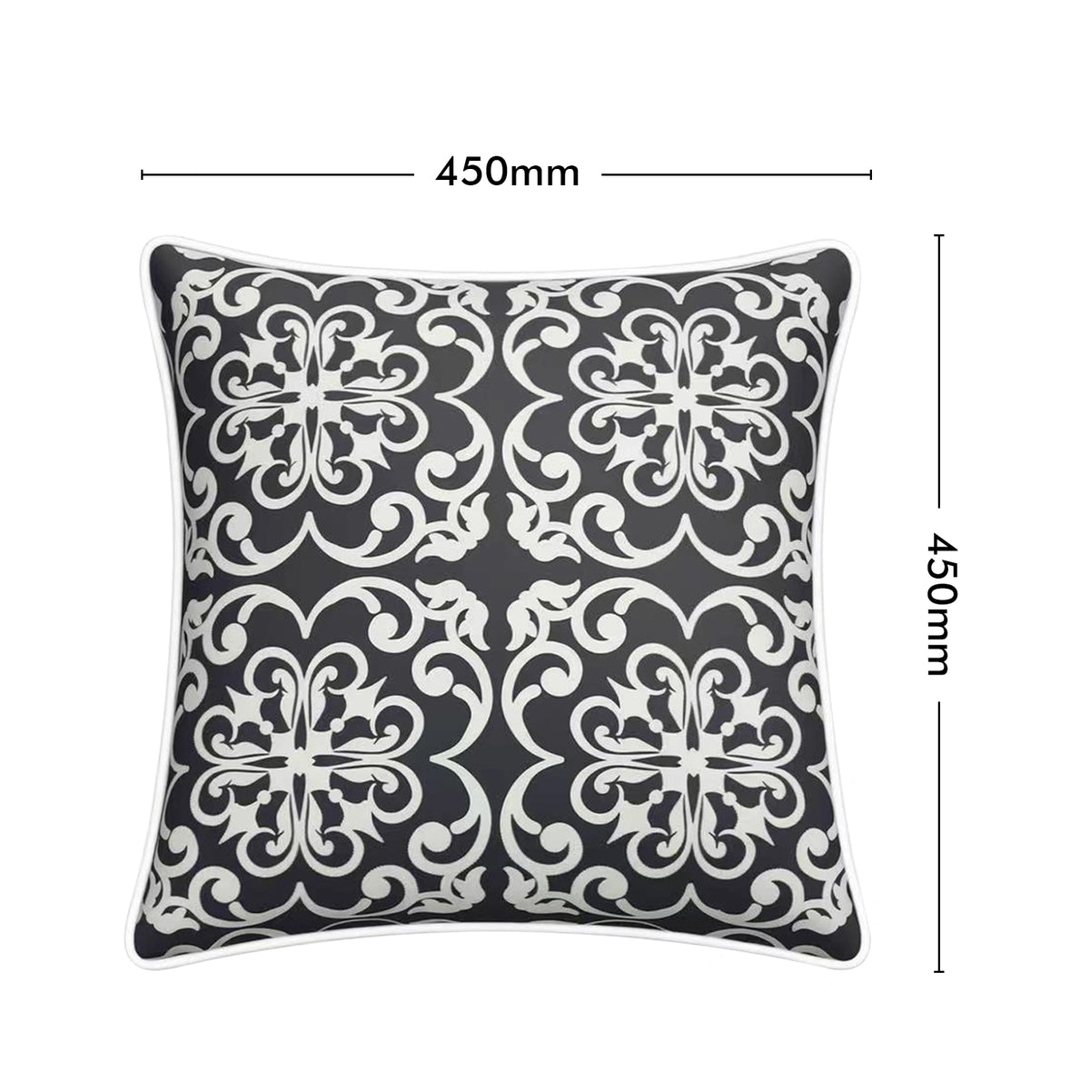 Mojo MJOC0354 45cm Moroccan Navy Cushion Cover with Pipe – piped edge Moroccan navy print outdoor cushion cover