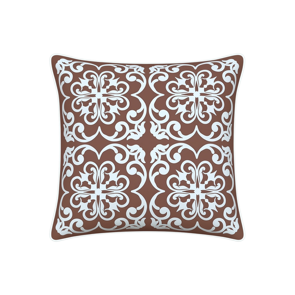 Mojo MJOC0358 45cm Moroccan Terracotta Cushion Cover with Pipe – piped terracotta Moroccan print outdoor cushion cover