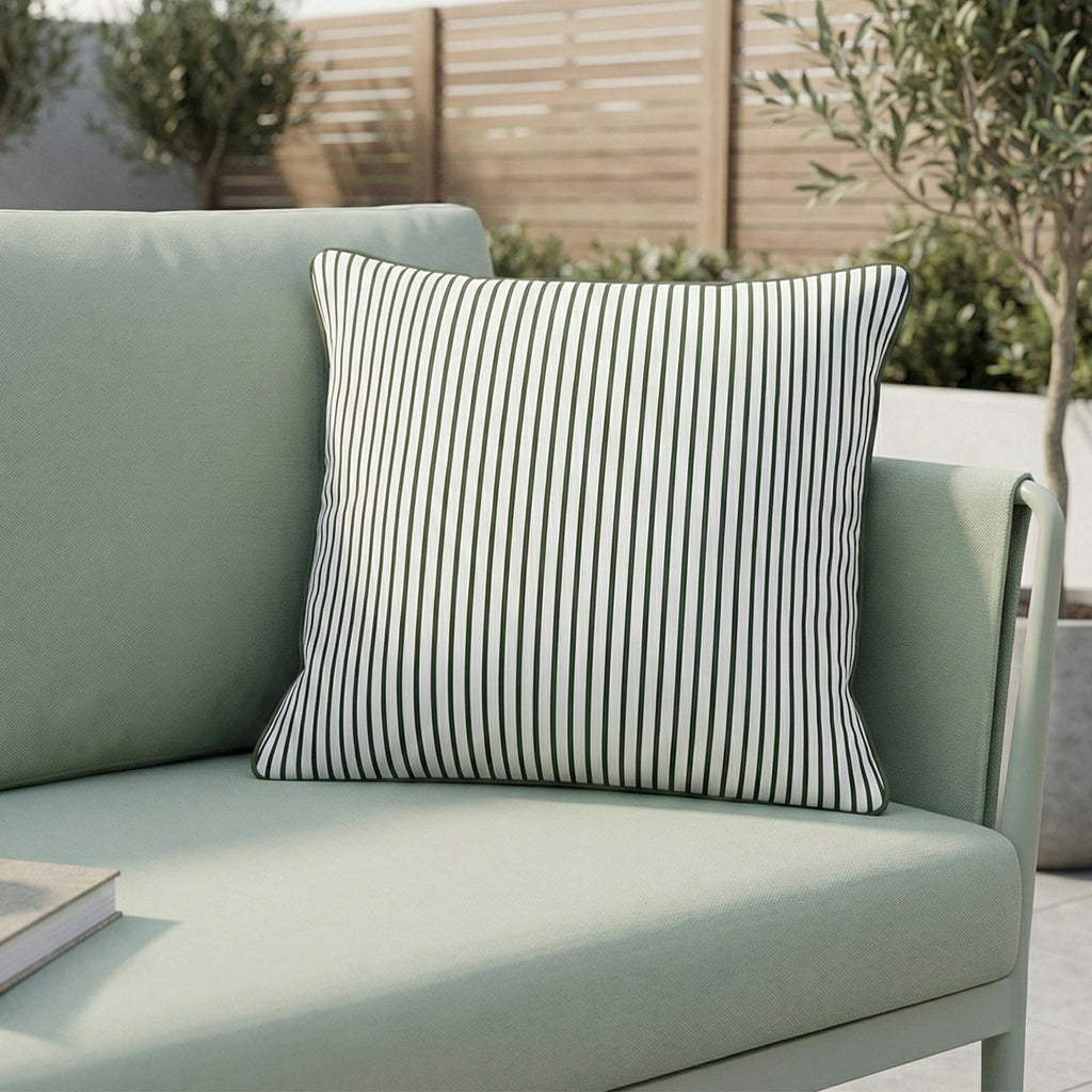 Mojo 45cm Pinstripe Green Cushion Cover with Pipe