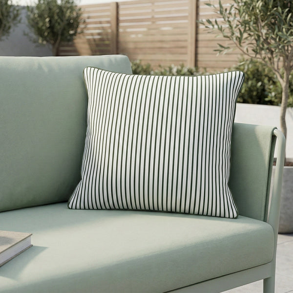 Mojo MJOC0370 45cm Pinstripe Green Cushion Cover with Pipe – fresh piped green pinstripe outdoor cushion cover