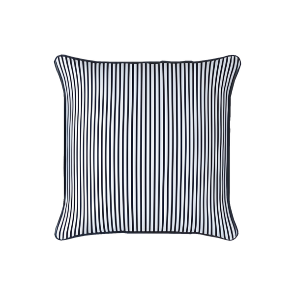 Mojo MJOC0368 45cm Pinstripe Navy Cushion Cover with Pipe – classic piped navy pinstripe outdoor cushion cover