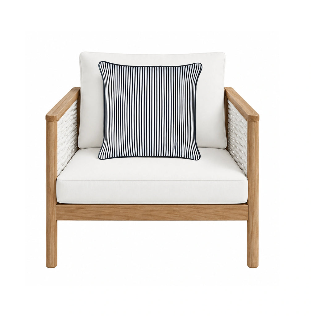 Mojo 45cm Pinstripe Navy Cushion Cover with Pipe