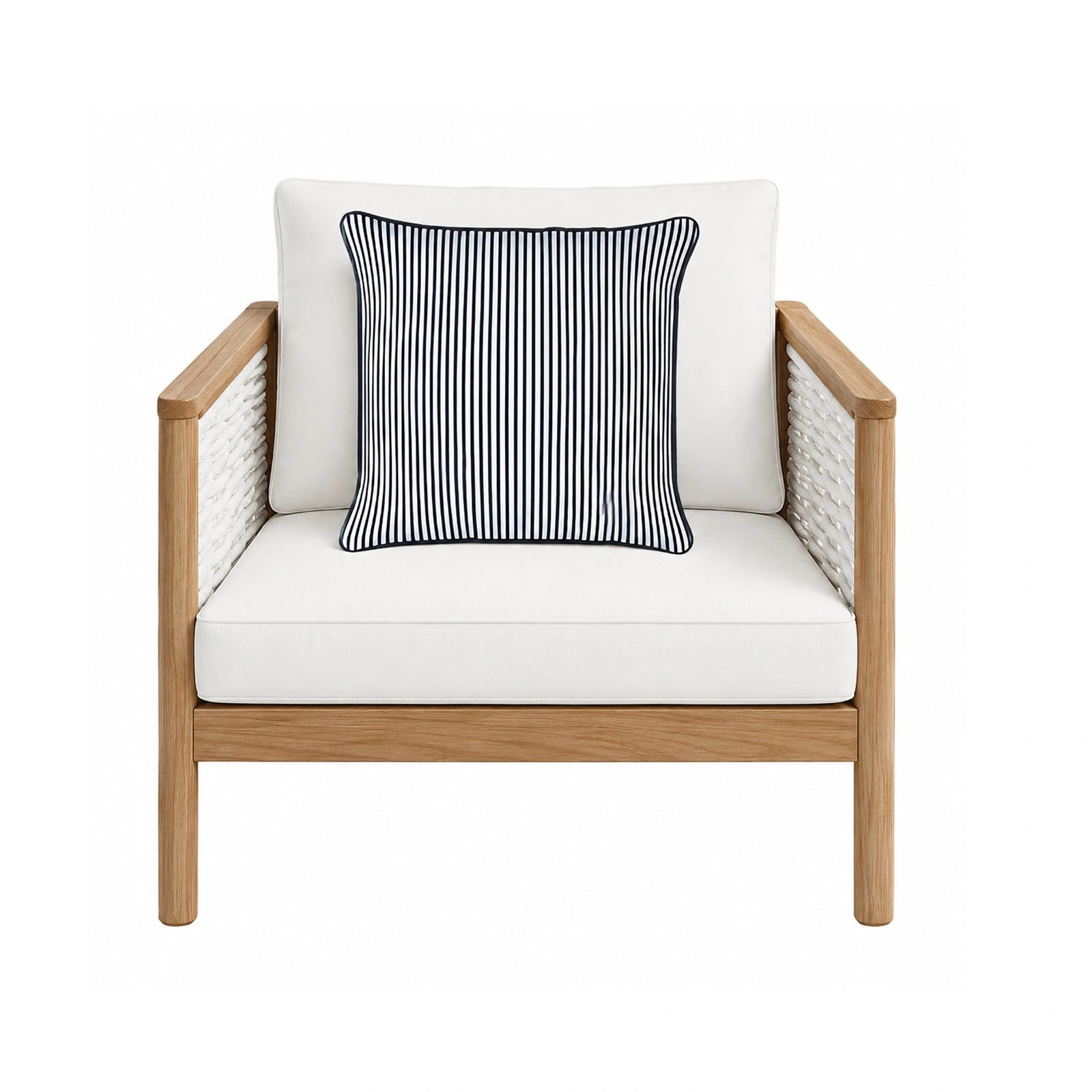 Mojo 45cm Pinstripe Navy Cushion Cover with Pipe